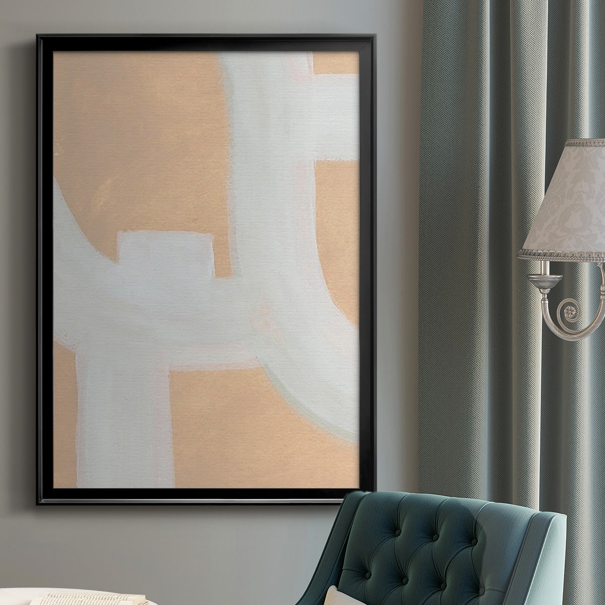 Neutral Winding Paths II - Modern Framed Canvas Print