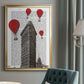 Flat Iron Building and Red Hot Air Balloons - Modern Framed Canvas Print