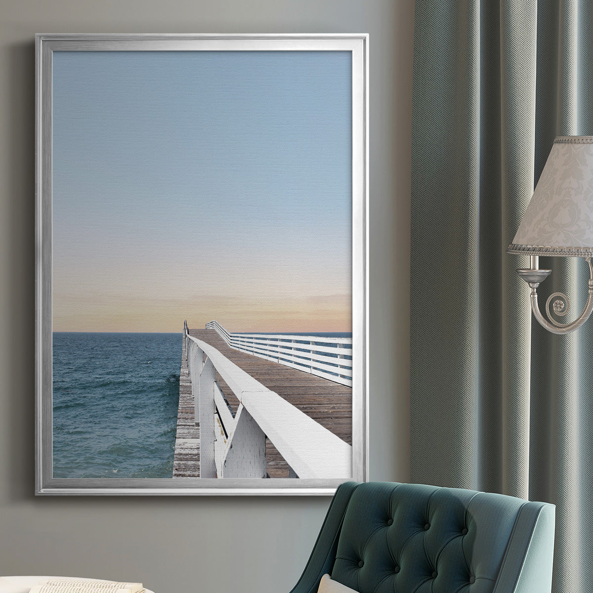 Day at the Pier - Modern Framed Canvas Print