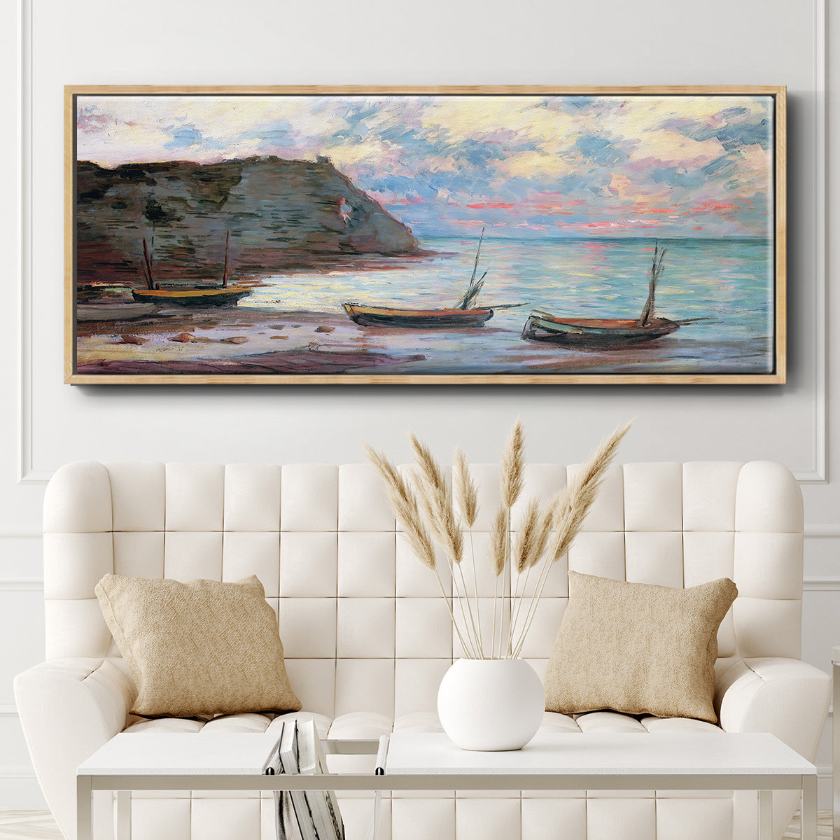Sunset at Étretat, 1885 - Floater Framed Canvas Print