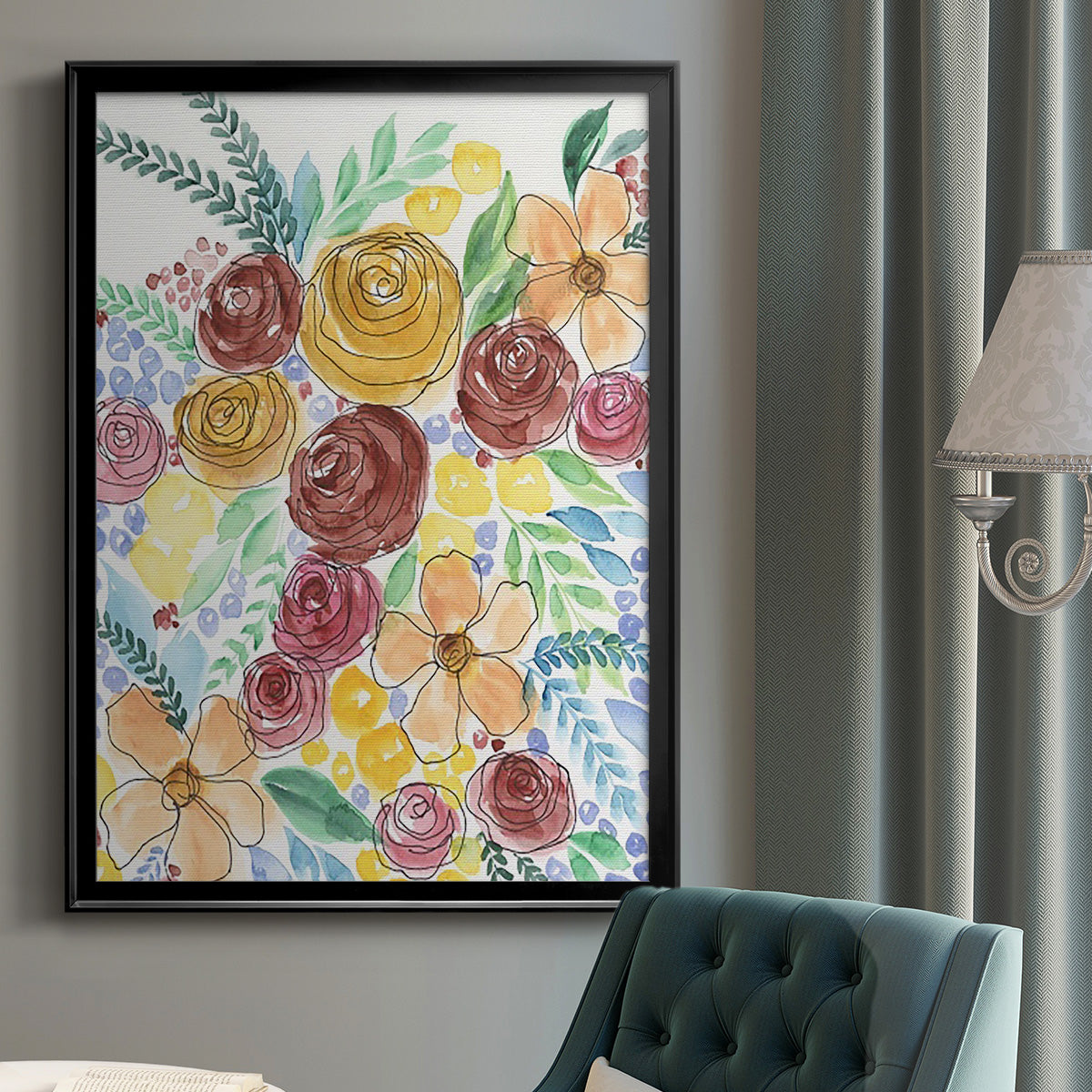 Flower Carousel II - Modern Framed Canvas Print