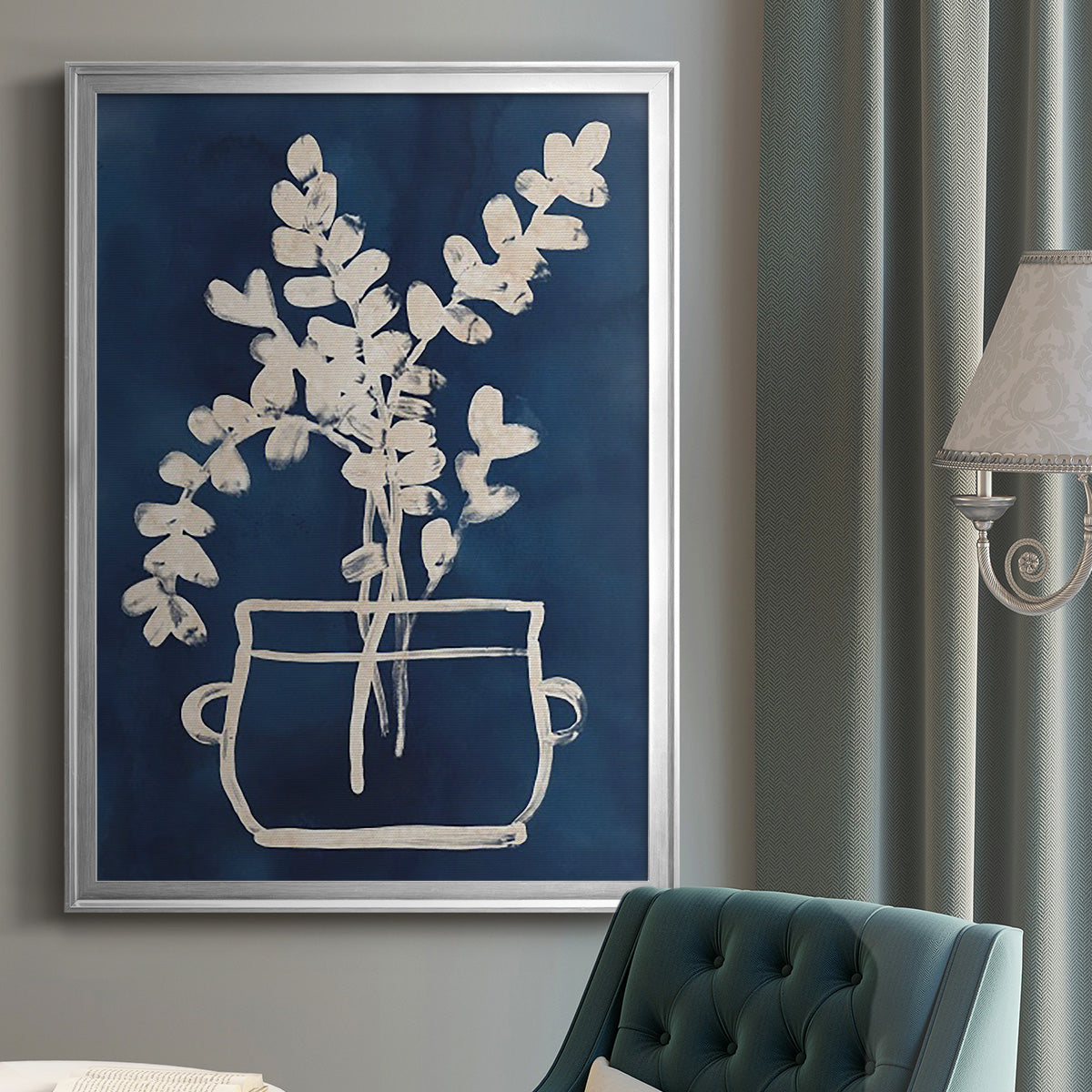 Vessel on Indigo I - Modern Framed Canvas Print