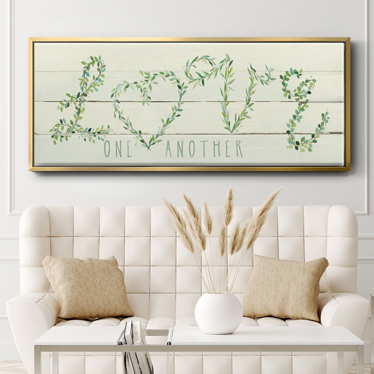 Shiplap Vines Love - Floater Framed Canvas Print