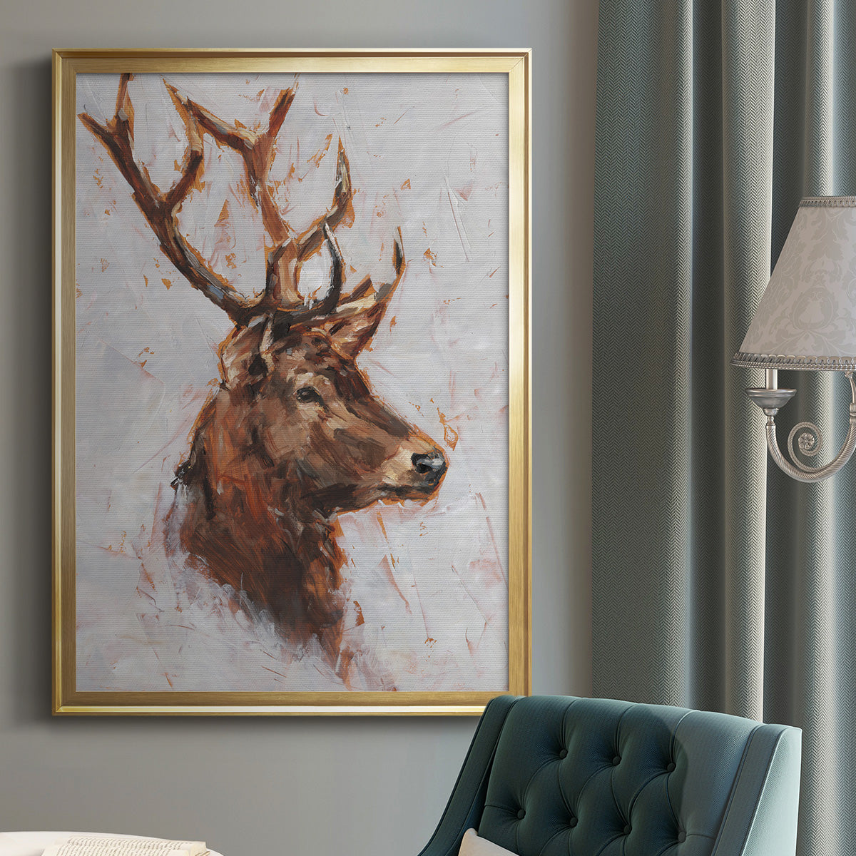 Stag Study II - Modern Framed Canvas Print