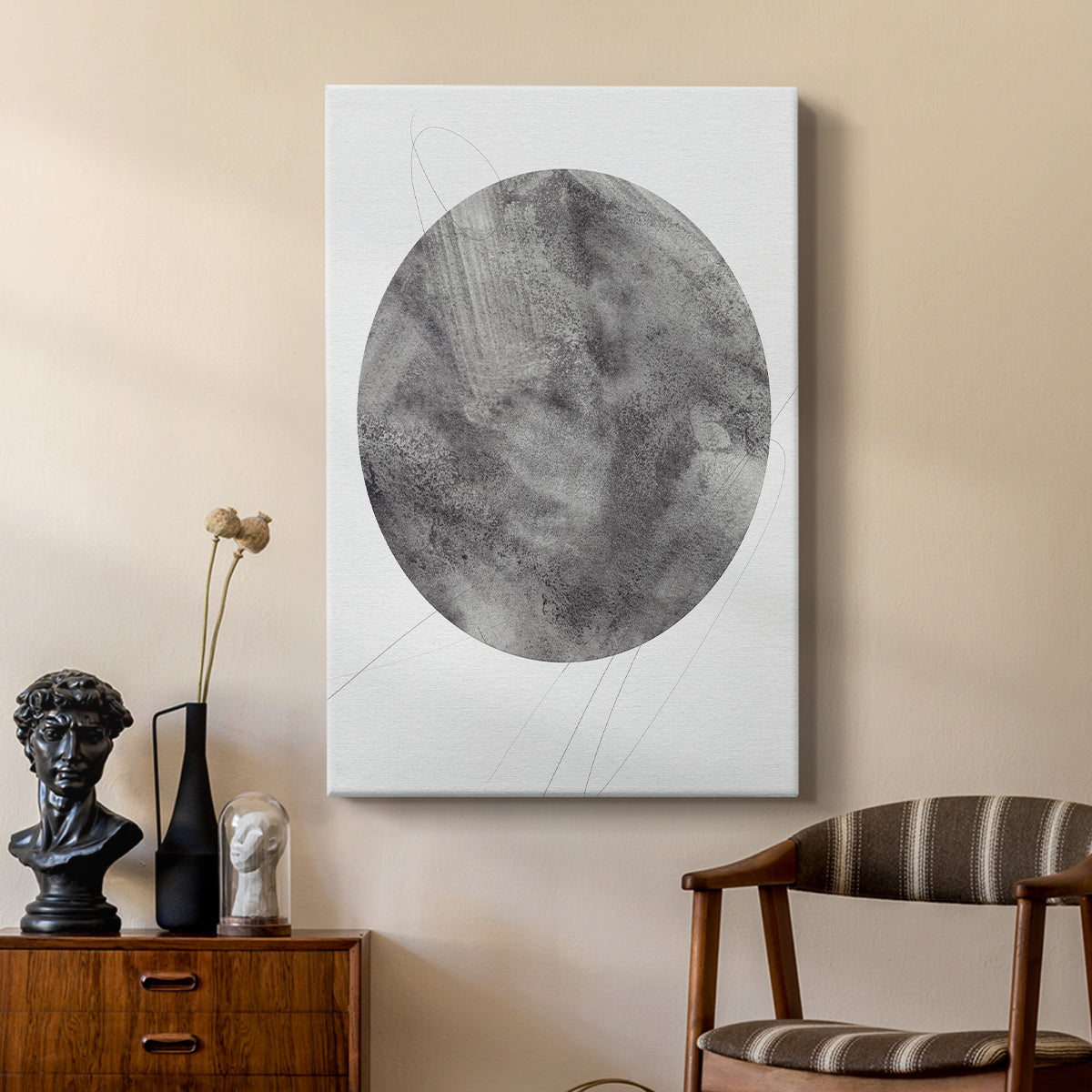 Graphite Moon II - Canvas Art Print