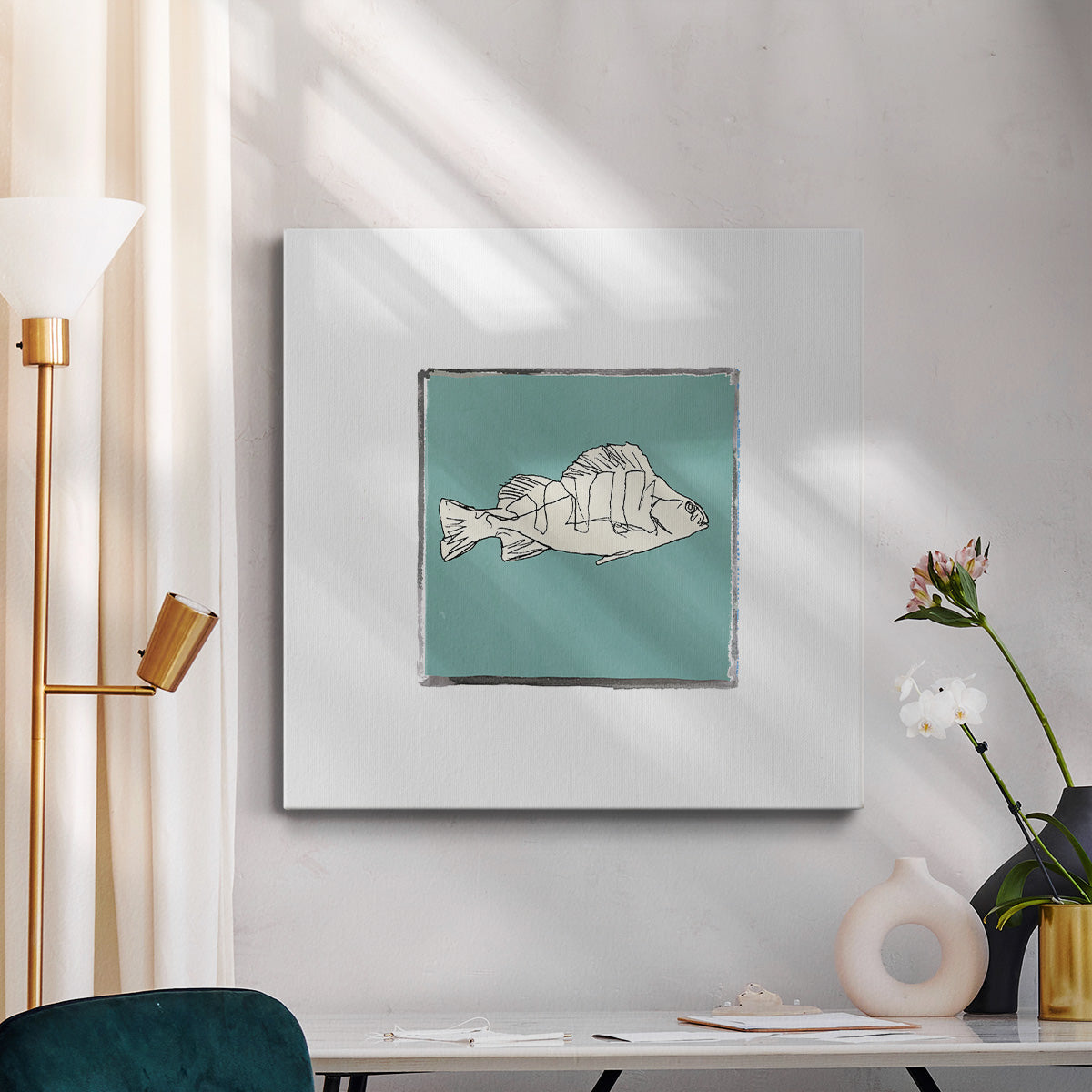 Block Print Fish III - Canvas Art Print