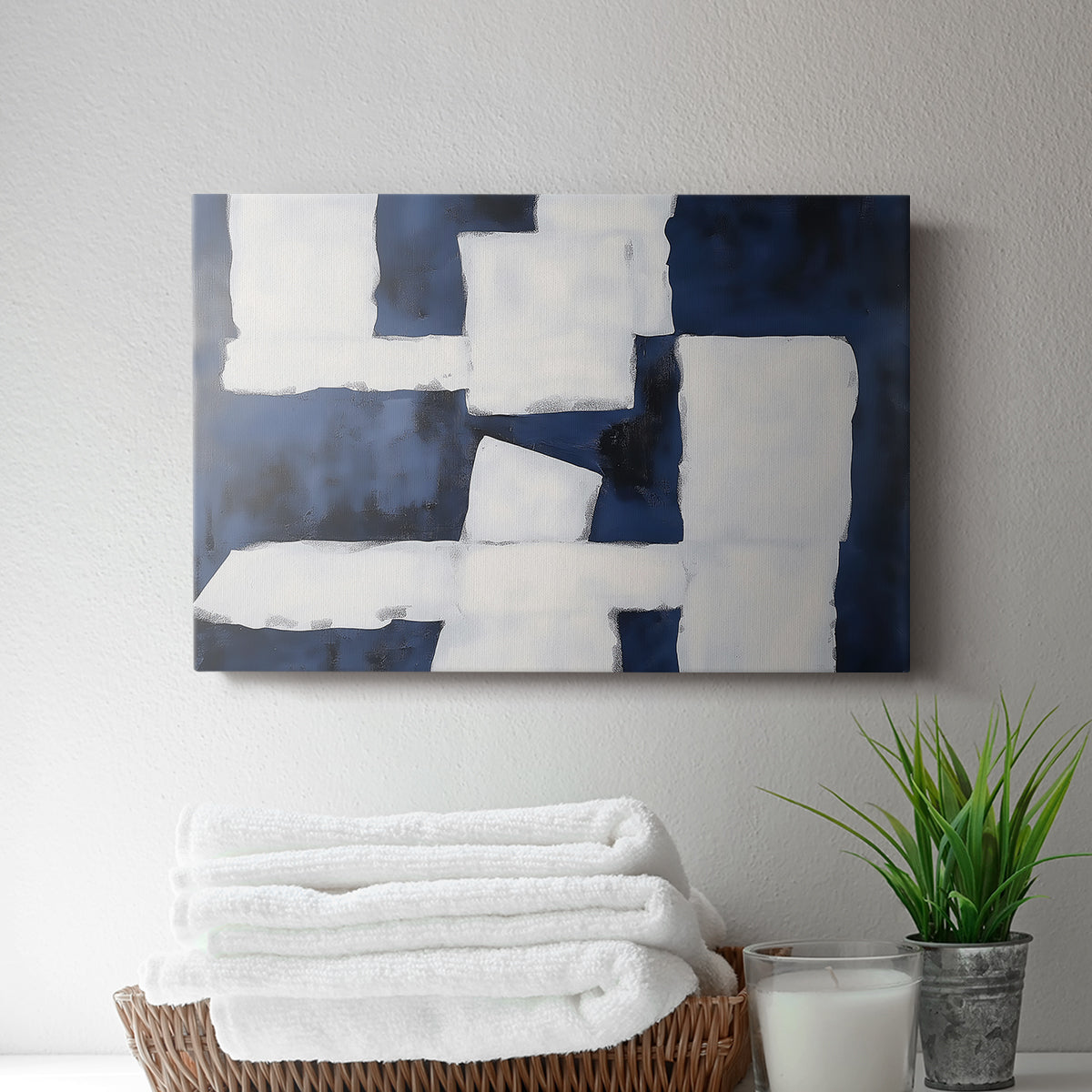 Blue and White Abstract XCV - Canvas Art Print