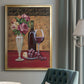 Vintage Flowers and Wine I - Modern Framed Canvas Print