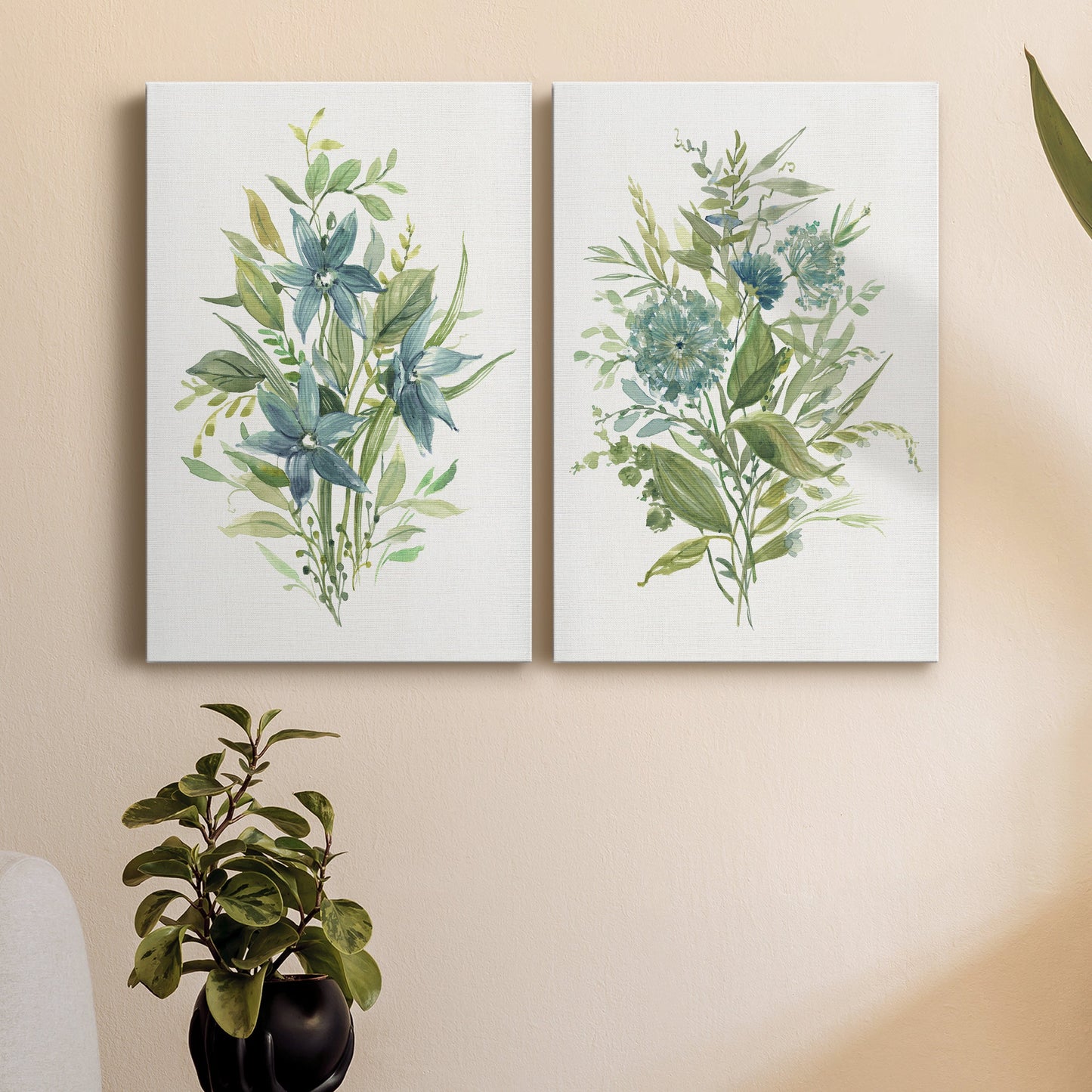 Greenery I Premium Gallery Wrapped Canvas - Ready to Hang - Set of 2 - 8 x 12 Each