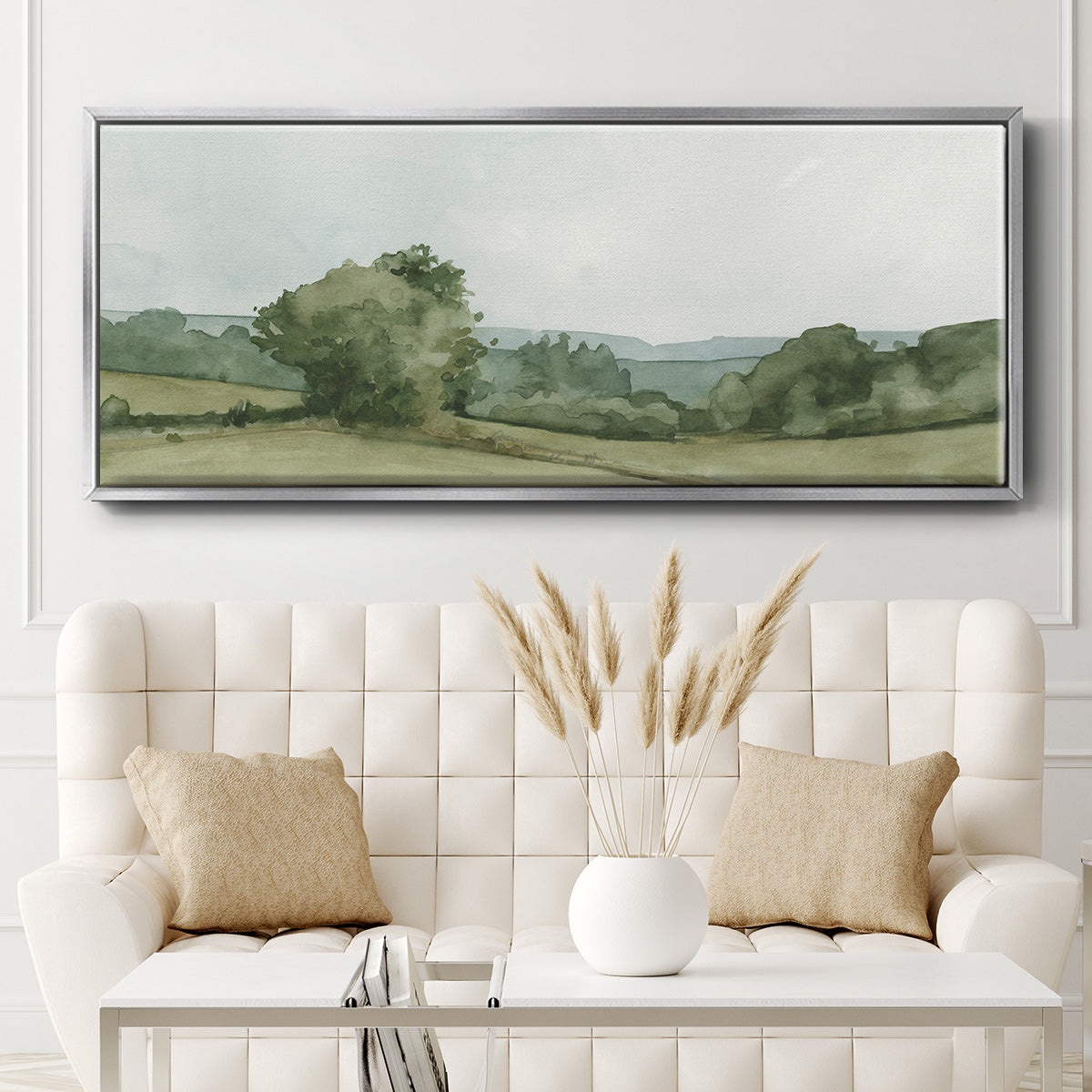 Vintage Landscape Sketch I - Floater Framed Canvas Print