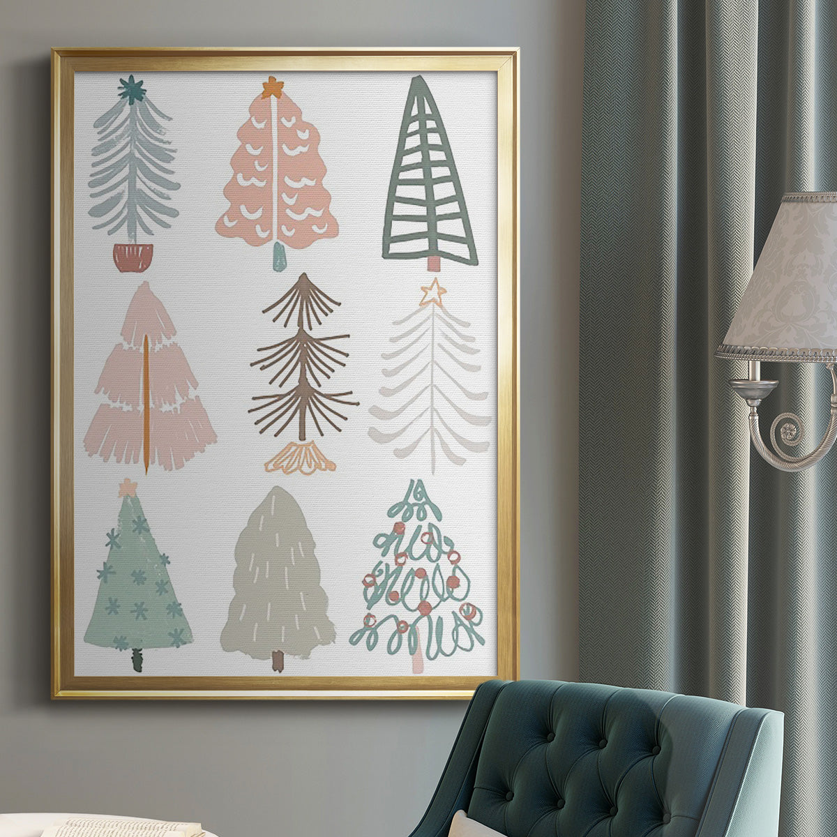 Christmas Tree Sketchbook II - Modern Framed Canvas Print