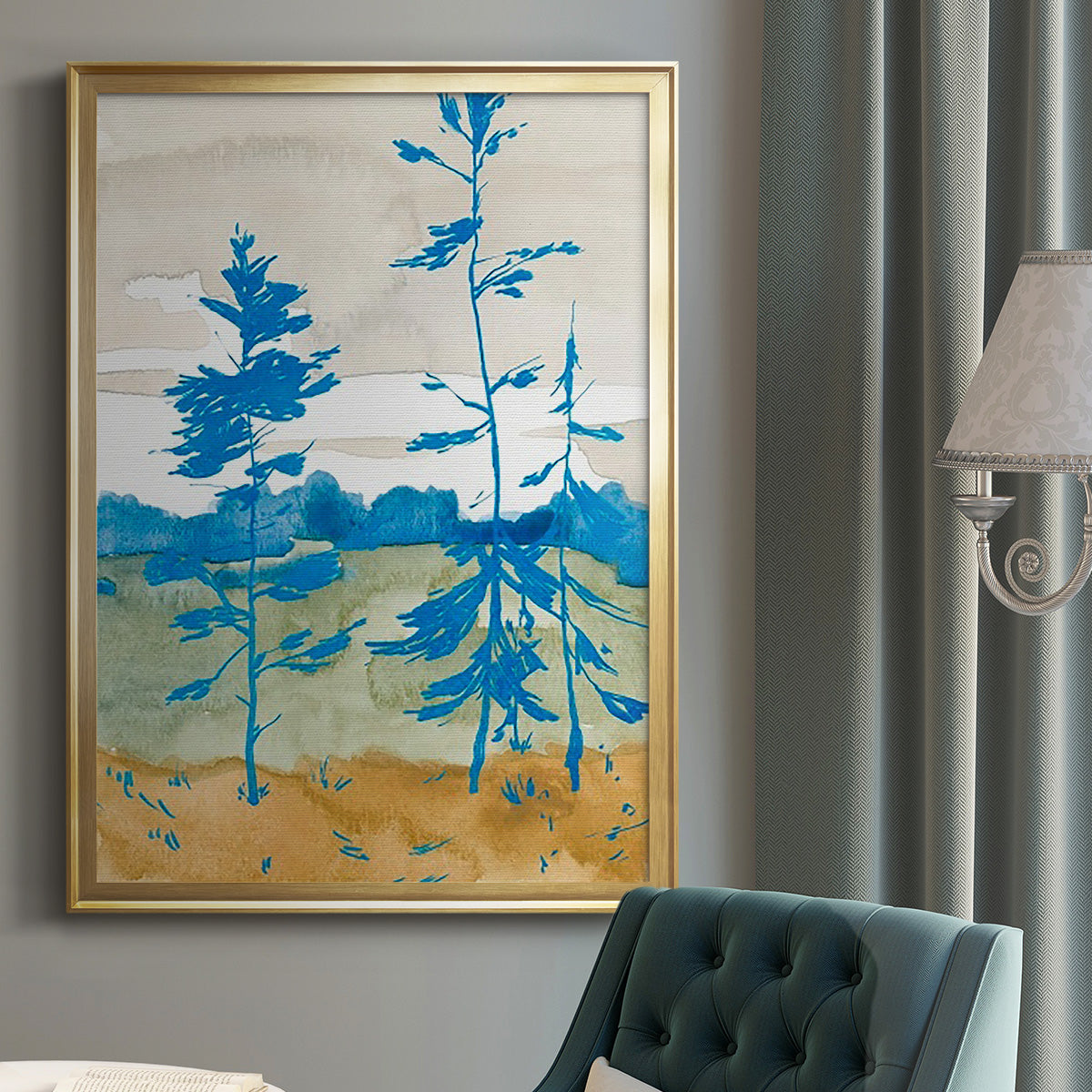 Cerulean Spruce II - Modern Framed Canvas Print