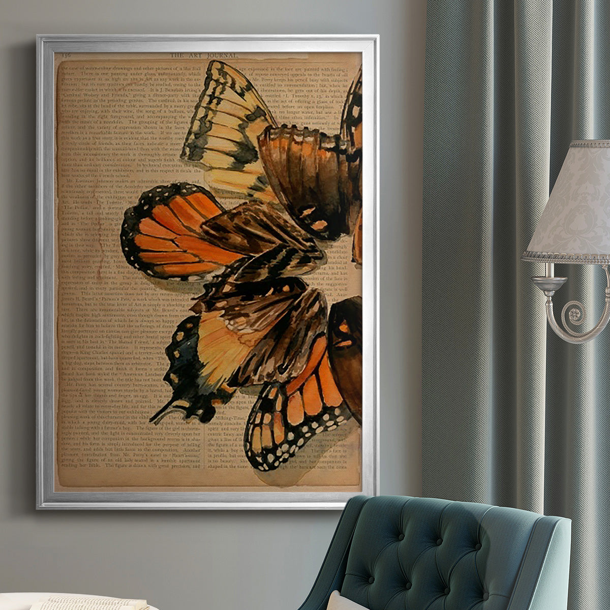 Winged Wreath II - Modern Framed Canvas Print