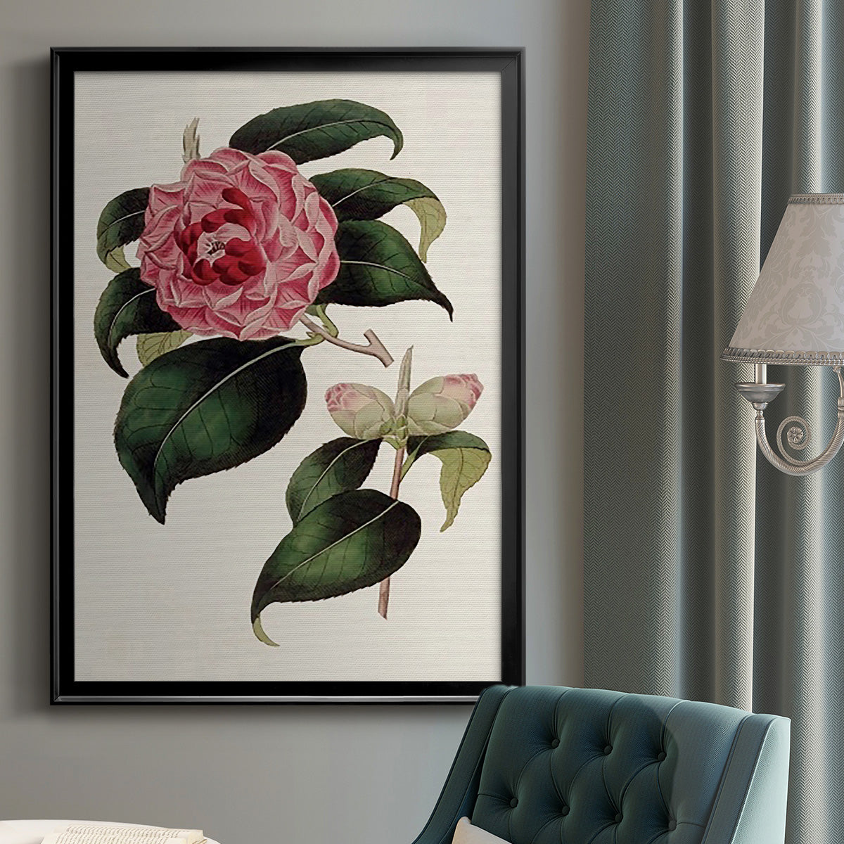 Pink Floral Mix III - Modern Framed Canvas Print
