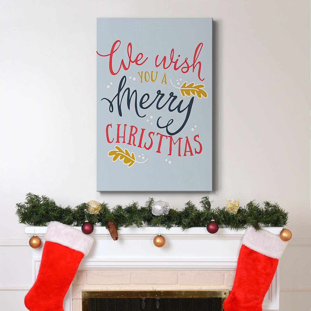 We Wish You  - Light Blue - Gallery Wrapped Canvas