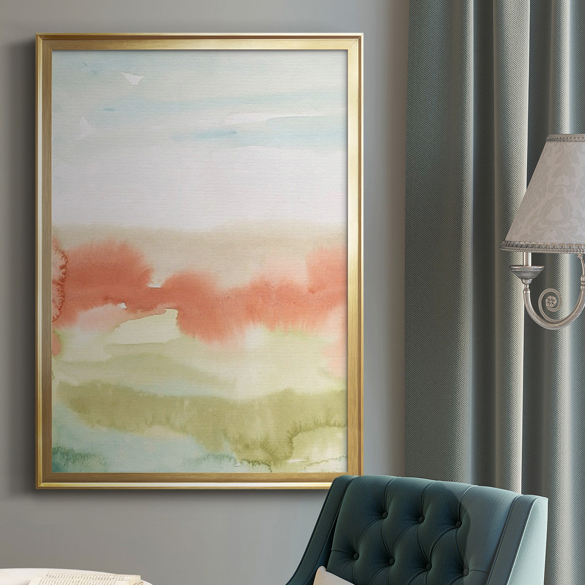 Blushing Sunrise I - Modern Framed Canvas Print