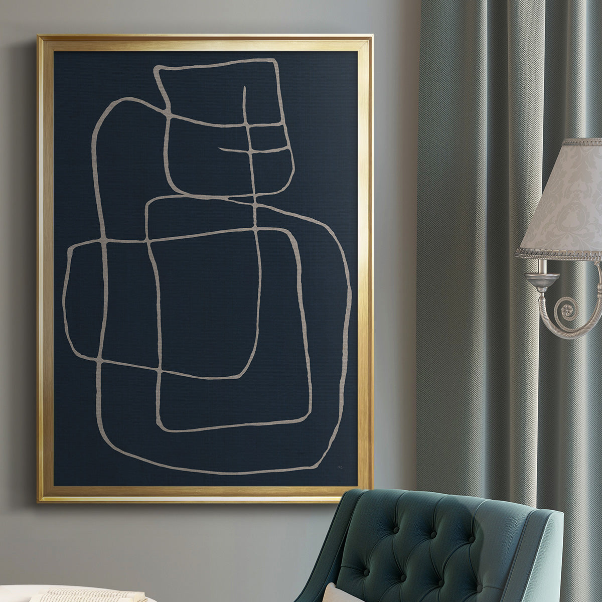 Shapes and Night Sky II - Modern Framed Canvas Print