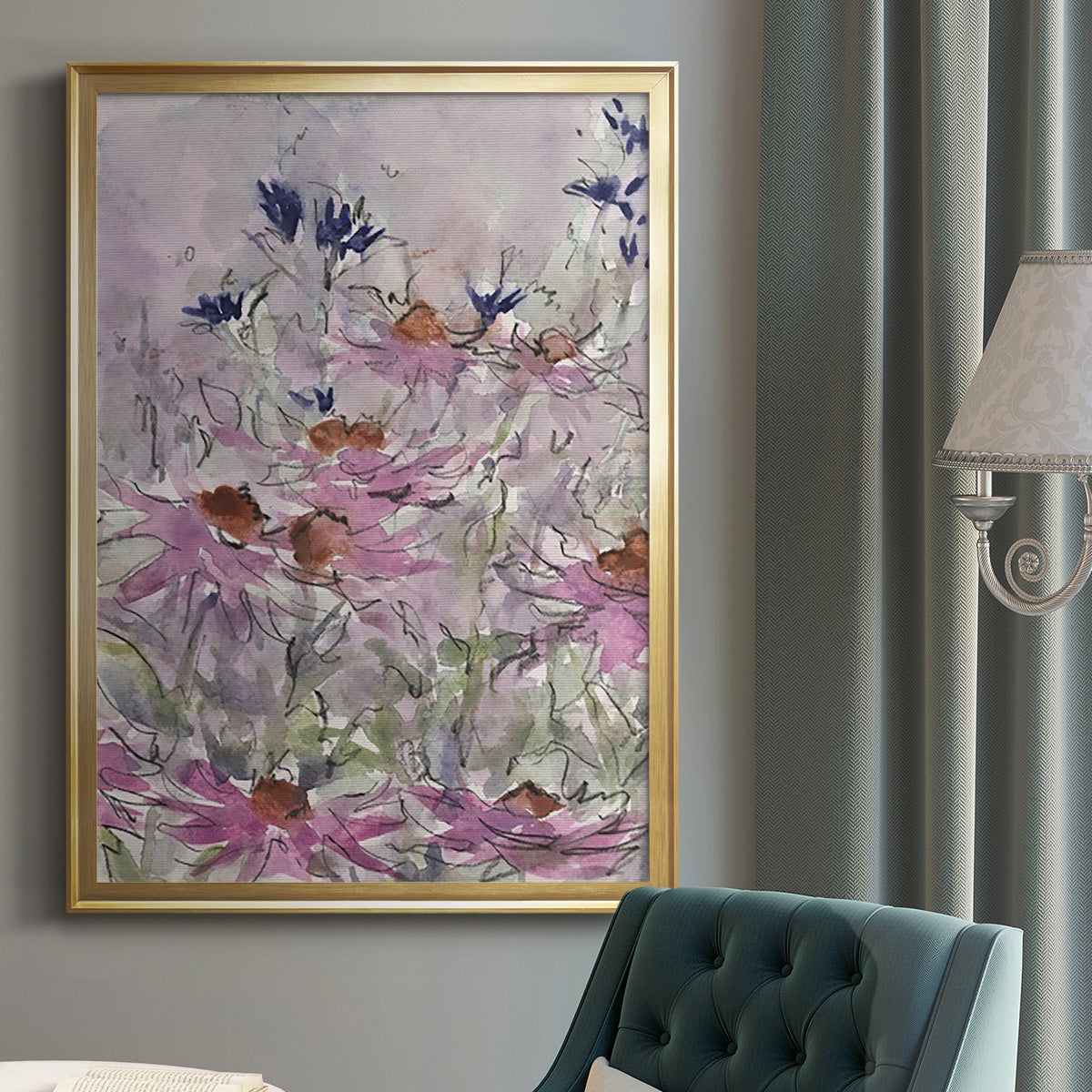 Floral Entertainment II - Modern Framed Canvas Print