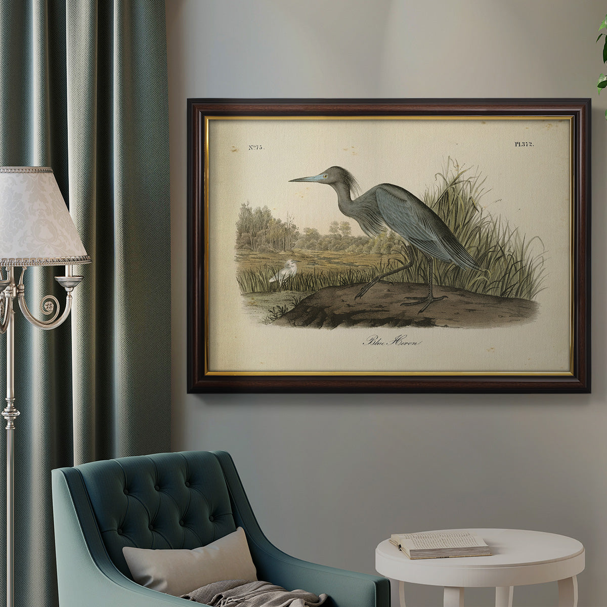 Audubons Blue Heron Premium Framed Canvas- Ready to Hang