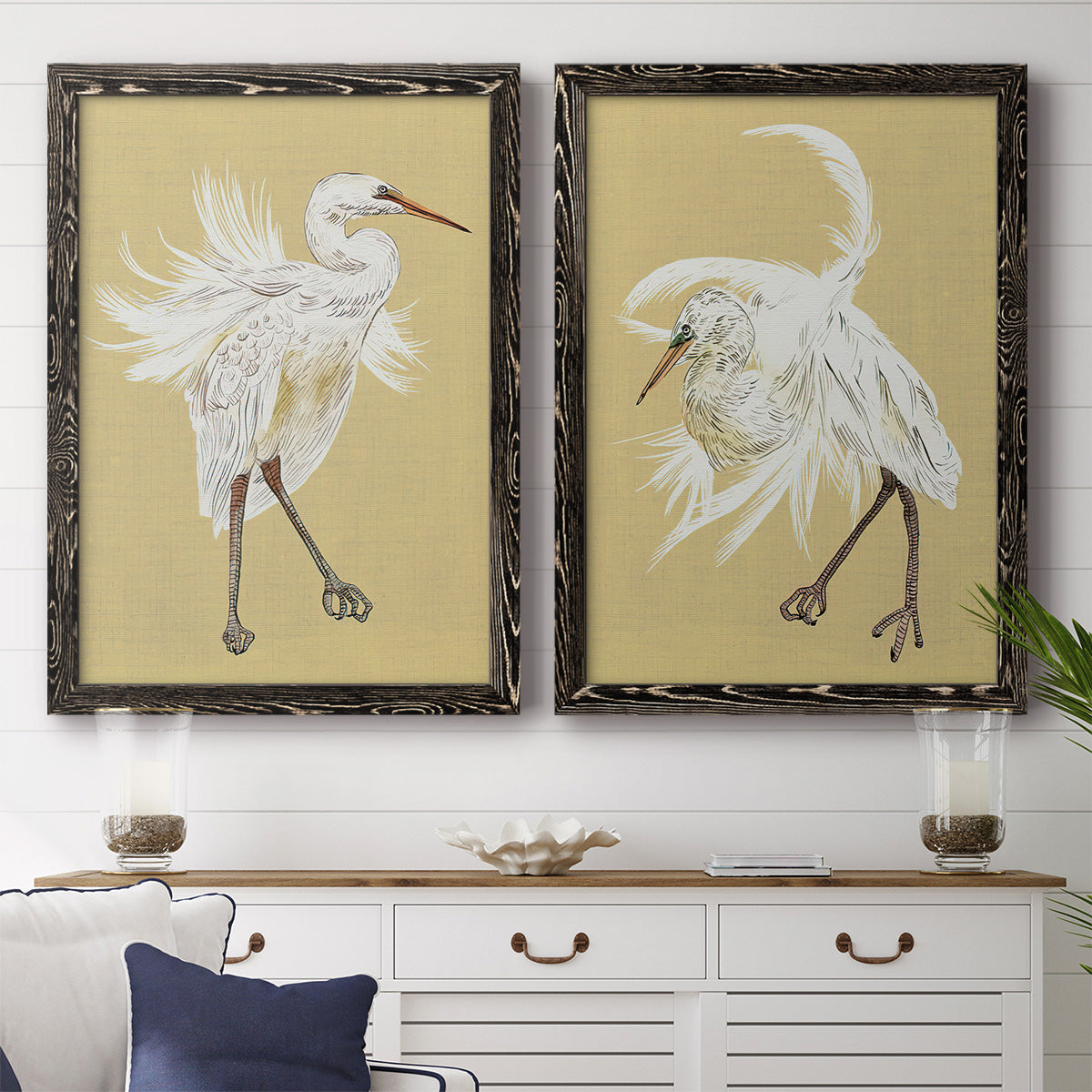 Heron Plumage V - Premium Framed Canvas 2 Piece Set - Ready to Hang