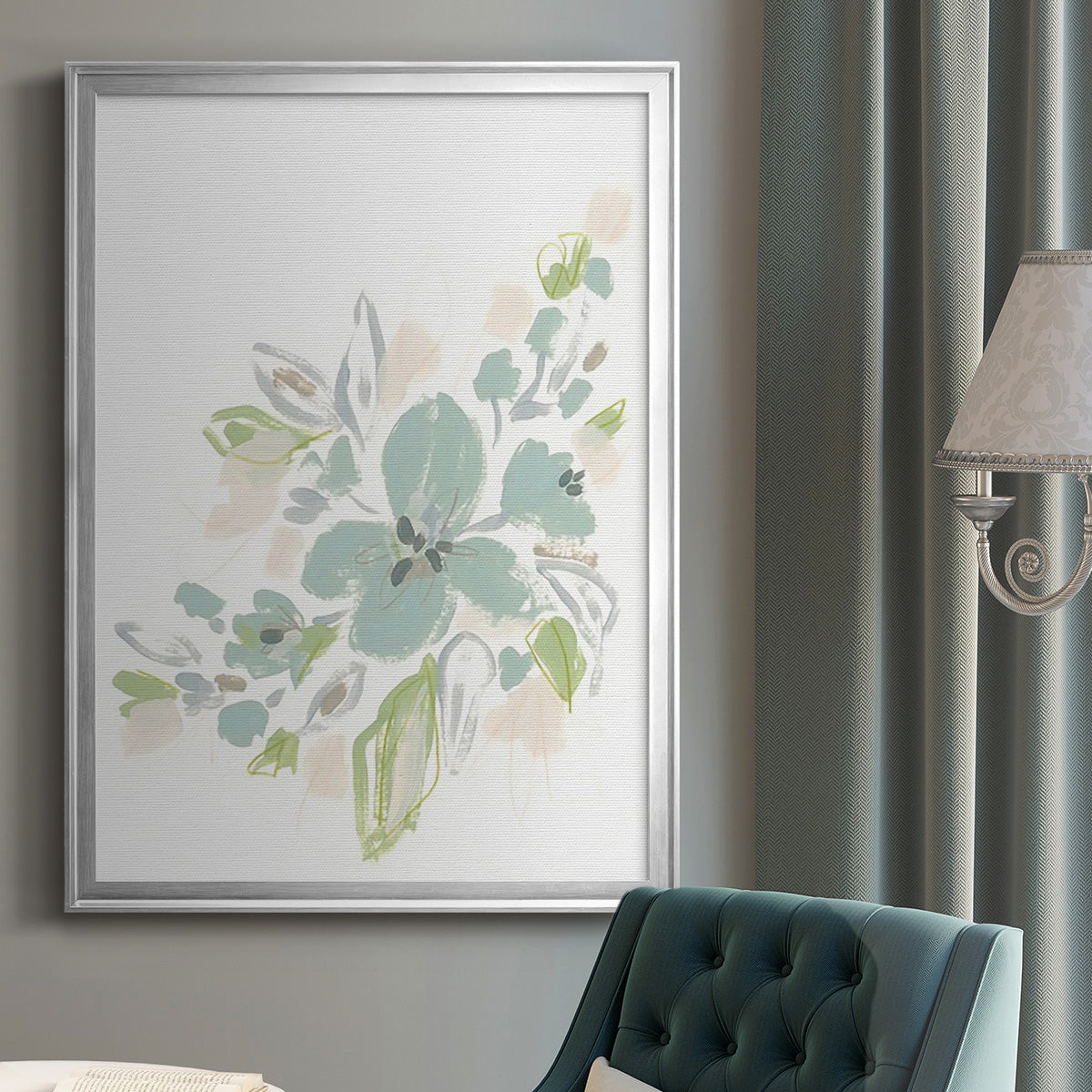 Seafoam Petals II - Modern Framed Canvas Print