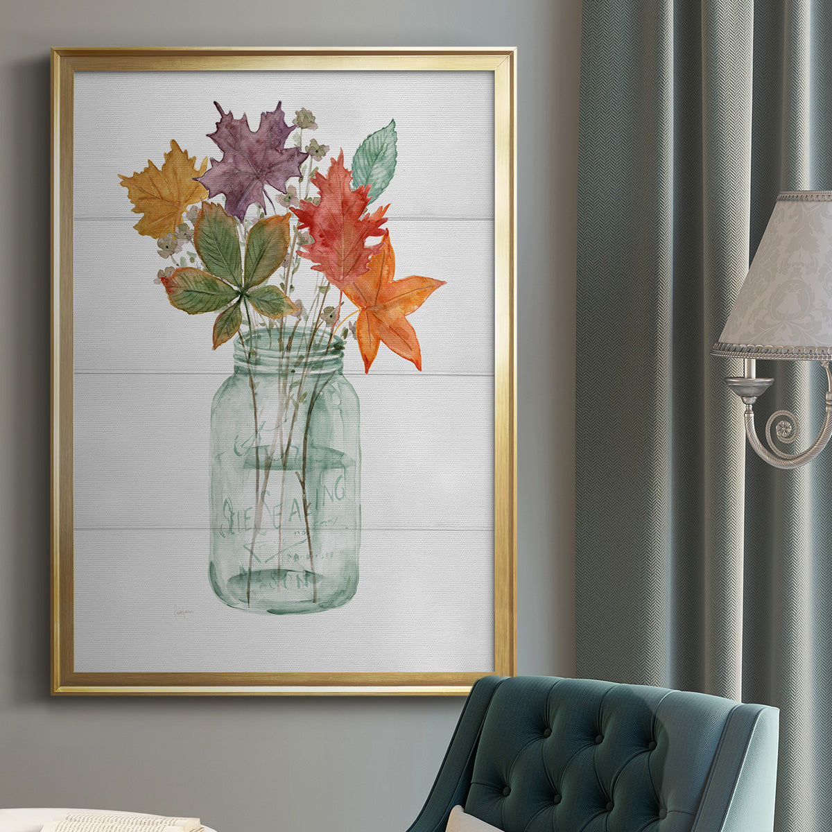 Harvest Home Leaves I - Modern Framed Canvas Print