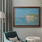 Impressionist coastal low-tide seascape at Pourville by Claude Monet in an ornate bronzed mahogany wood frame displayed in a bright interior setting.
