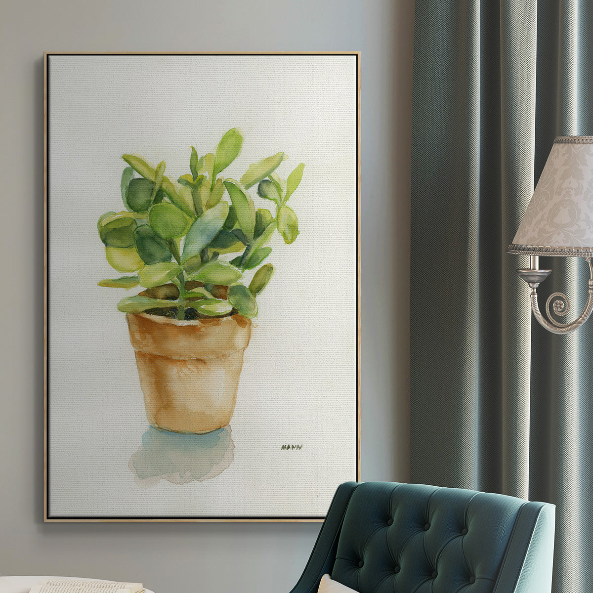 Succulent I - Framed Premium Gallery Wrapped Canvas L Frame - Ready to Hang