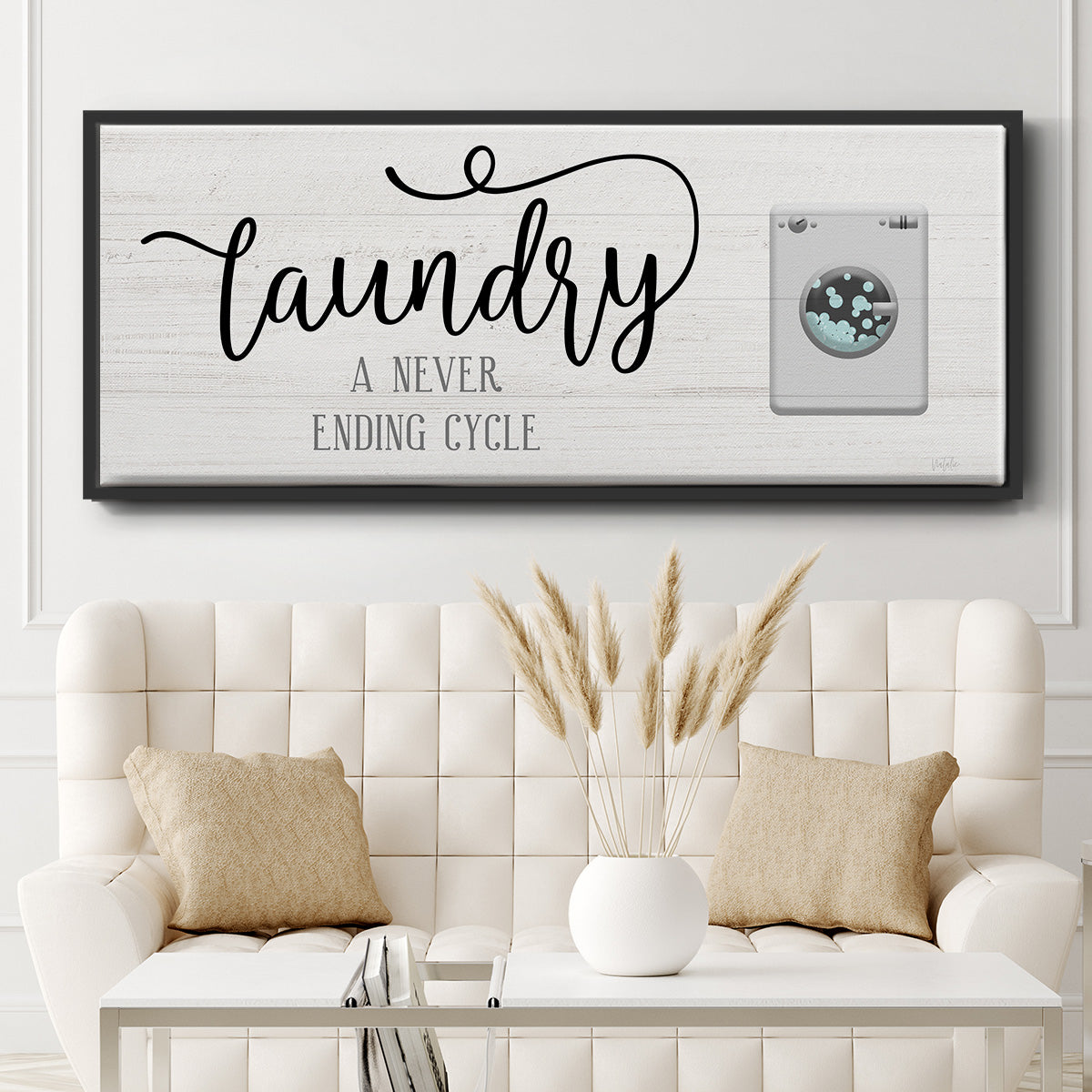 Never Ending Laundry - Floater Framed Canvas Print