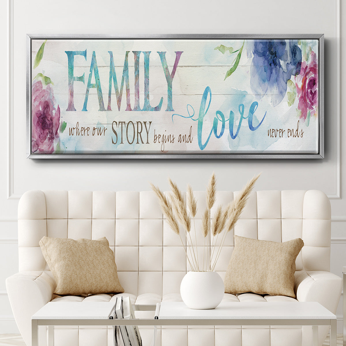 Family Love Story - Floater Framed Canvas Print