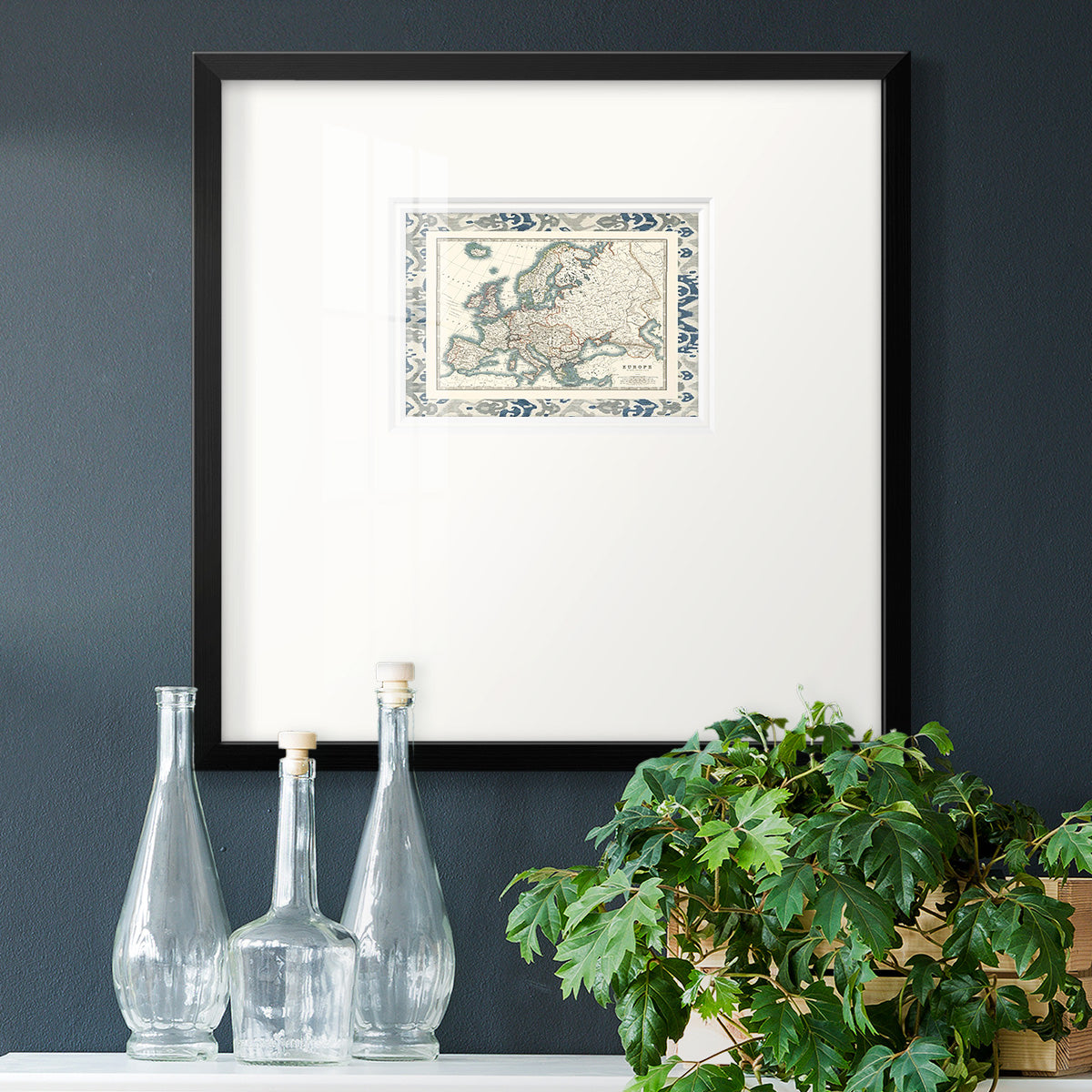 Bordered Map of Europe Premium Framed Print Double Matboard