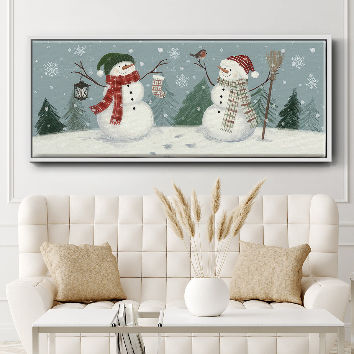 Snowmen VI - Floater Framed Canvas Print