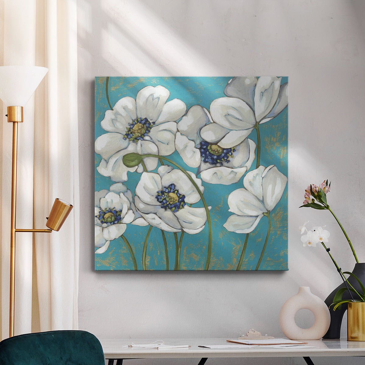 Lakeside Poppies I - Canvas Art Print