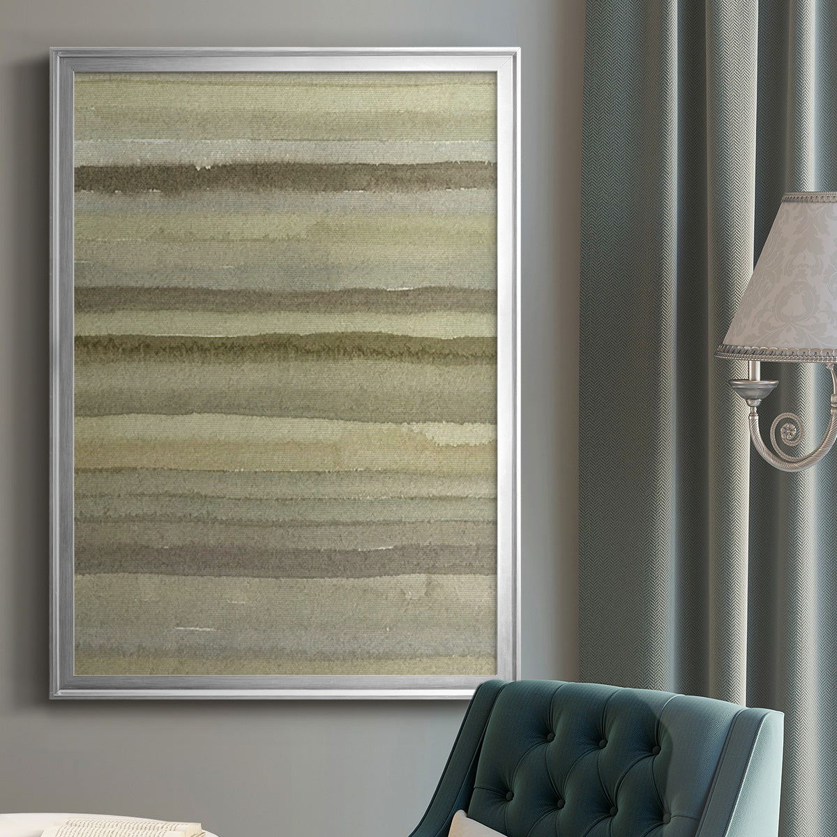 Lines in Neutral II - Modern Framed Canvas Print