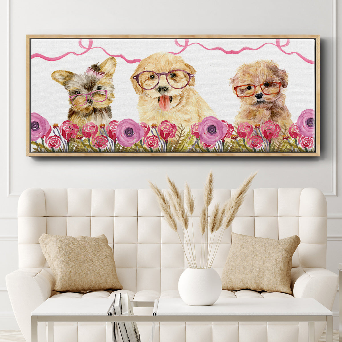 Puppy Valentine Collection D - Floater Framed Canvas Print