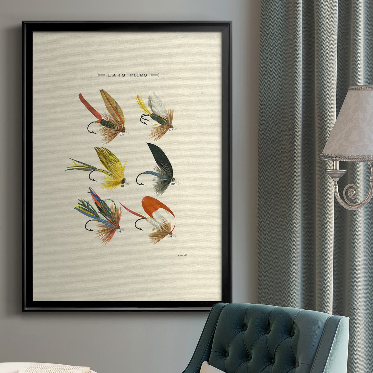 Bass Flies I - Modern Framed Canvas Print