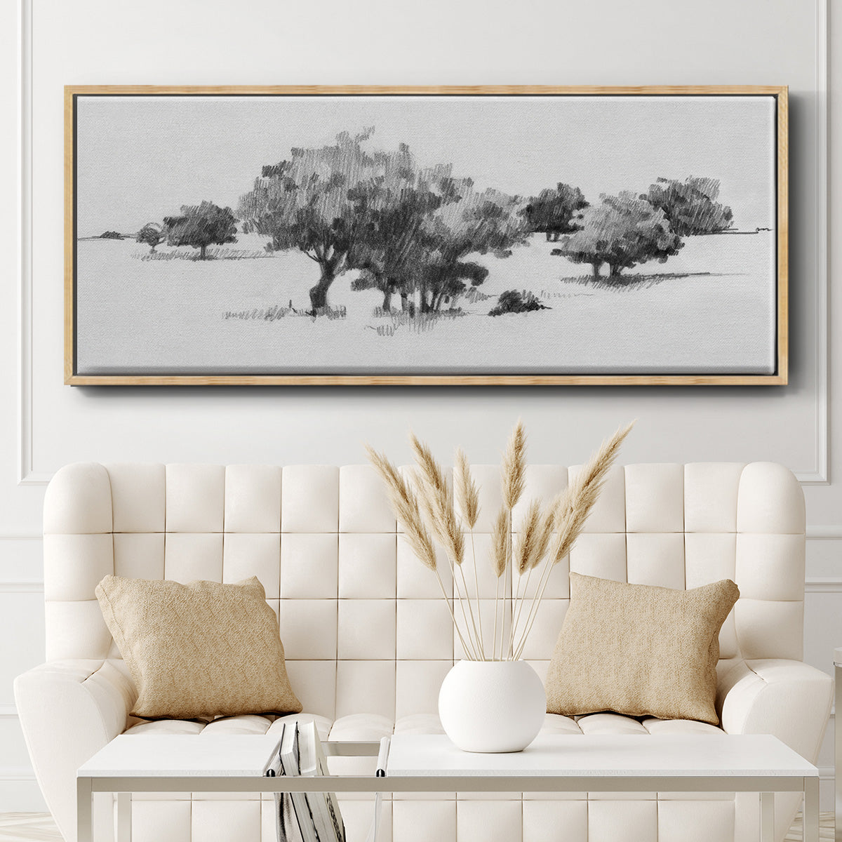 Treeline Sketch II - Floater Framed Canvas Print