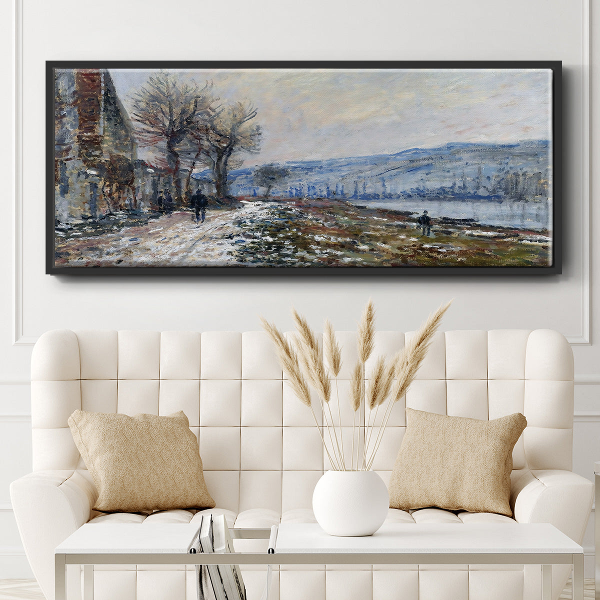 The Seine at Lavacourt, Effect of Snow, 1879 - Floater Framed Canvas Print