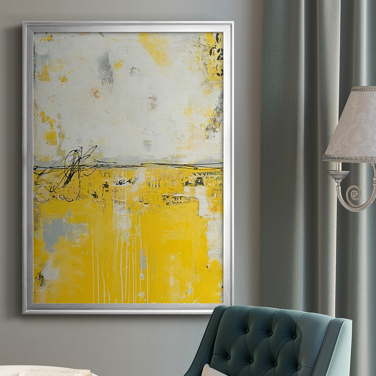 Yellow Bound - Modern Framed Canvas Print