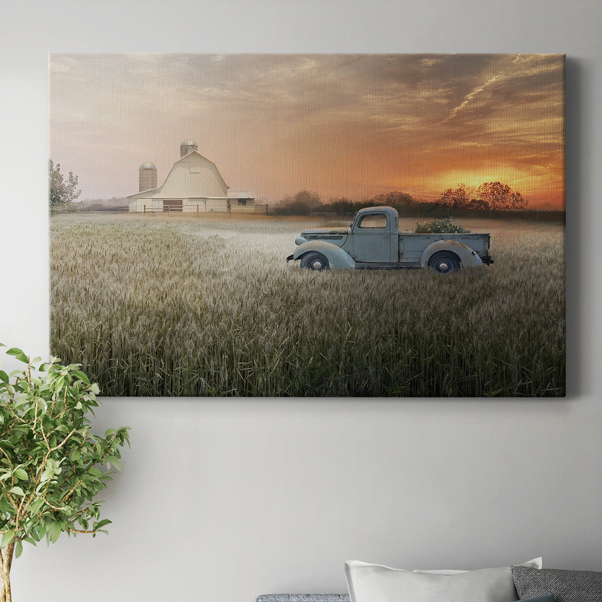 Evening Farm Premium Gallery Wrapped Canvas - Ready to Hang