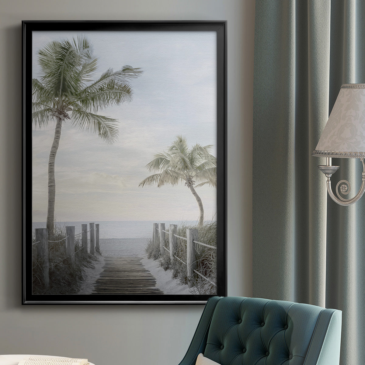 Palm Walk - Modern Framed Canvas Print