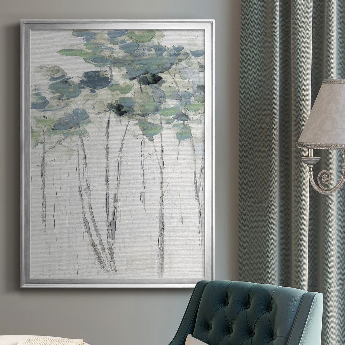 Impasto Tree Line I - Modern Framed Canvas Print