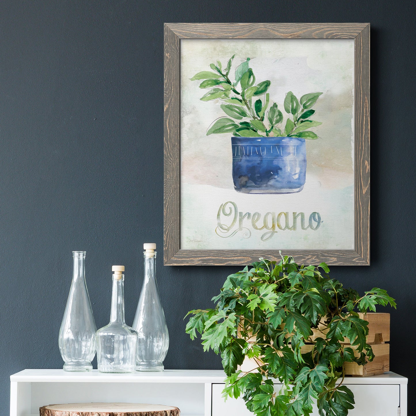 Potted Oregano - Premium Canvas Framed in Barnwood - Ready to Hang