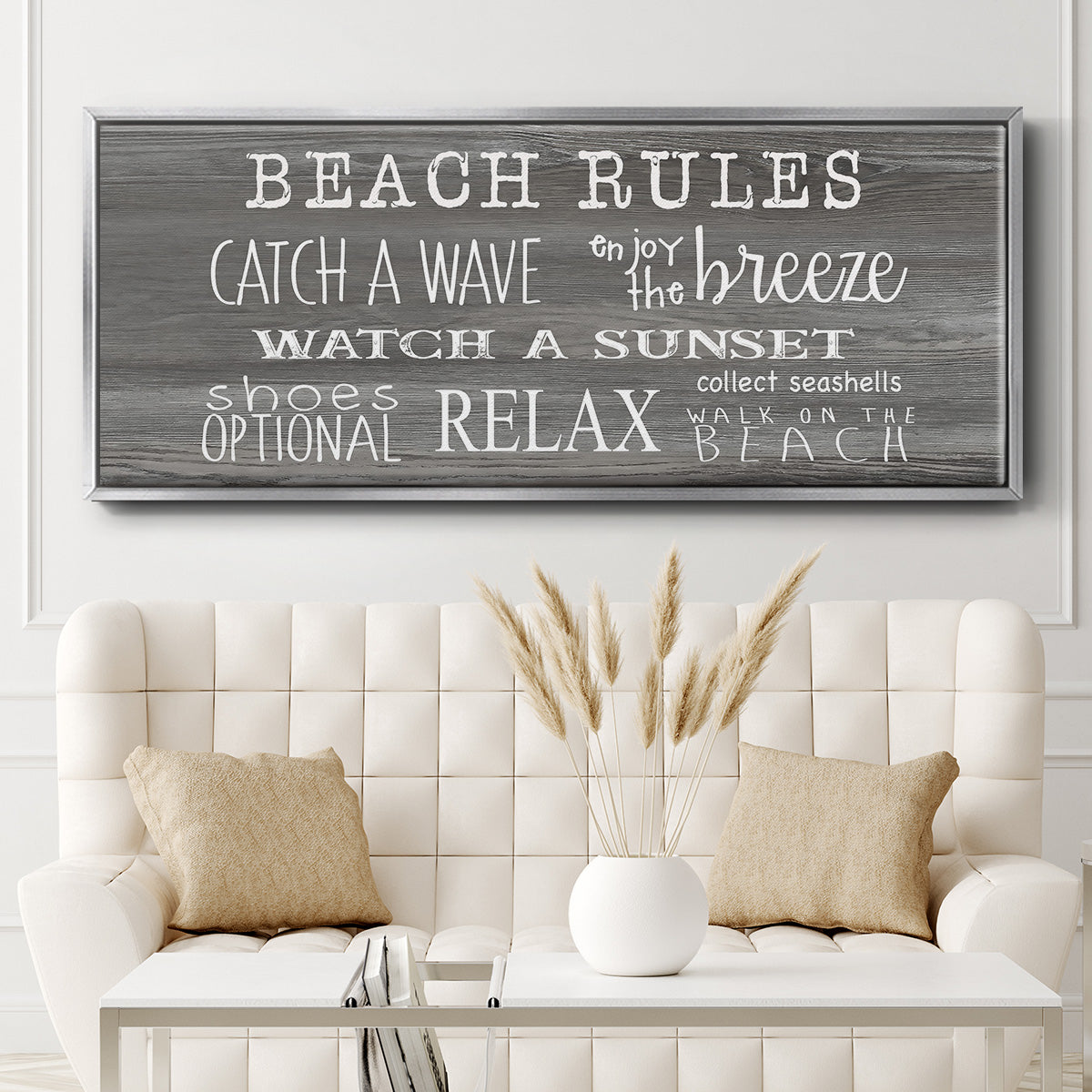 Beach Rules - Floater Framed Canvas Print