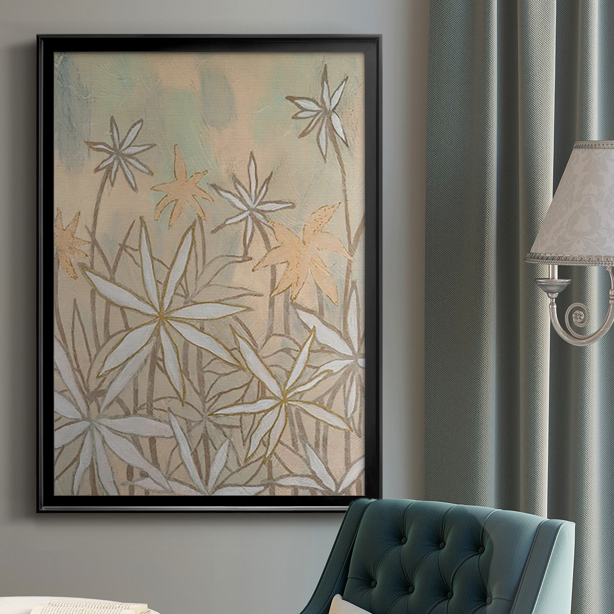 Embellished Starburst Bloom II - Modern Framed Canvas Print