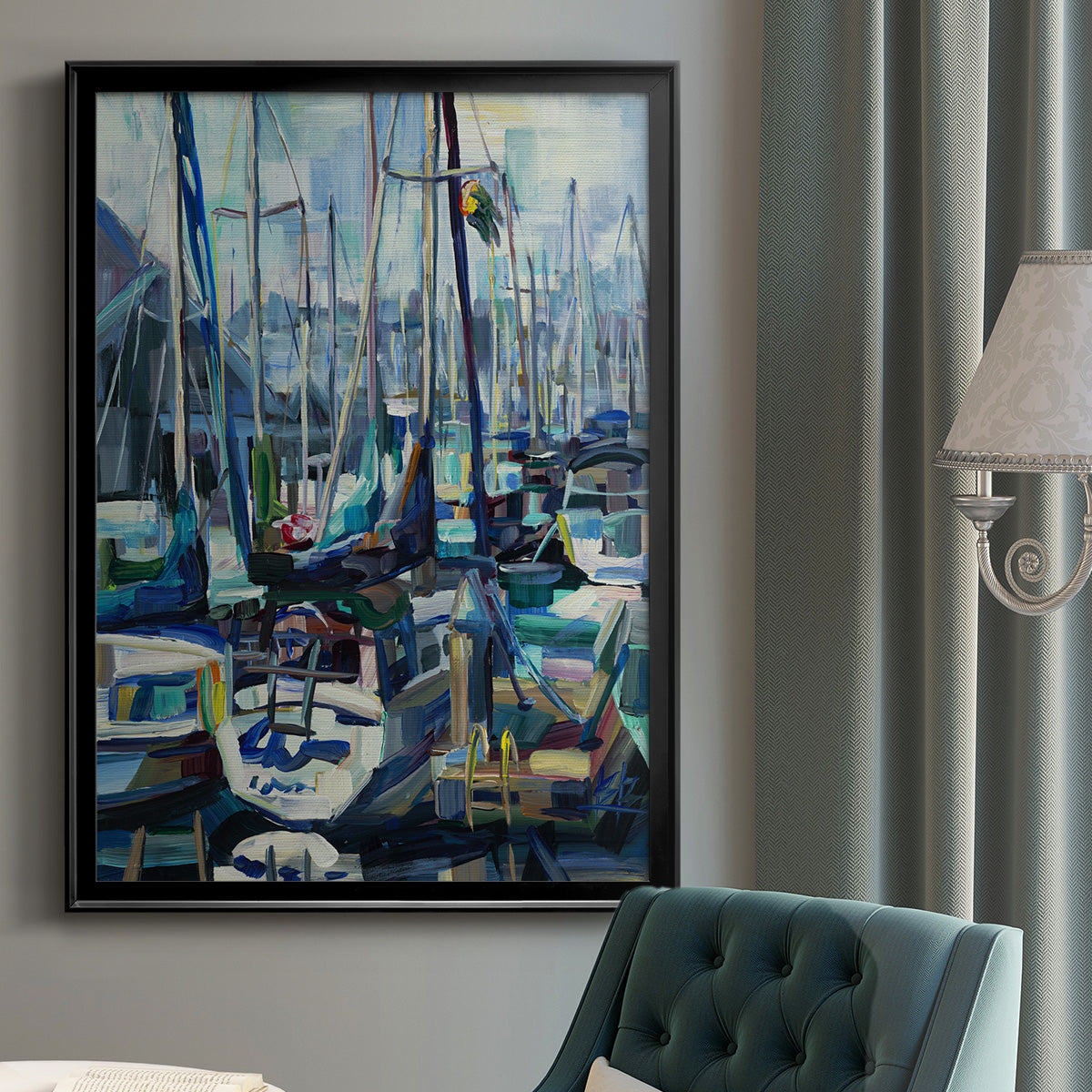 Edmonds Marina - Modern Framed Canvas Print