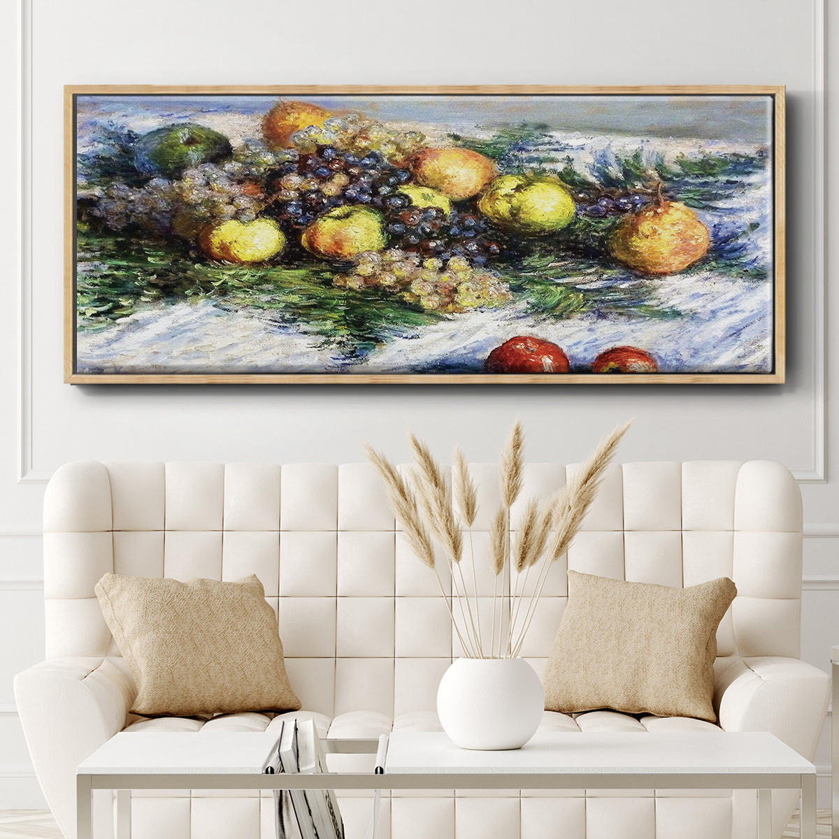 Still Life with Pears and Grapes, 1880 - Floater Framed Canvas Print