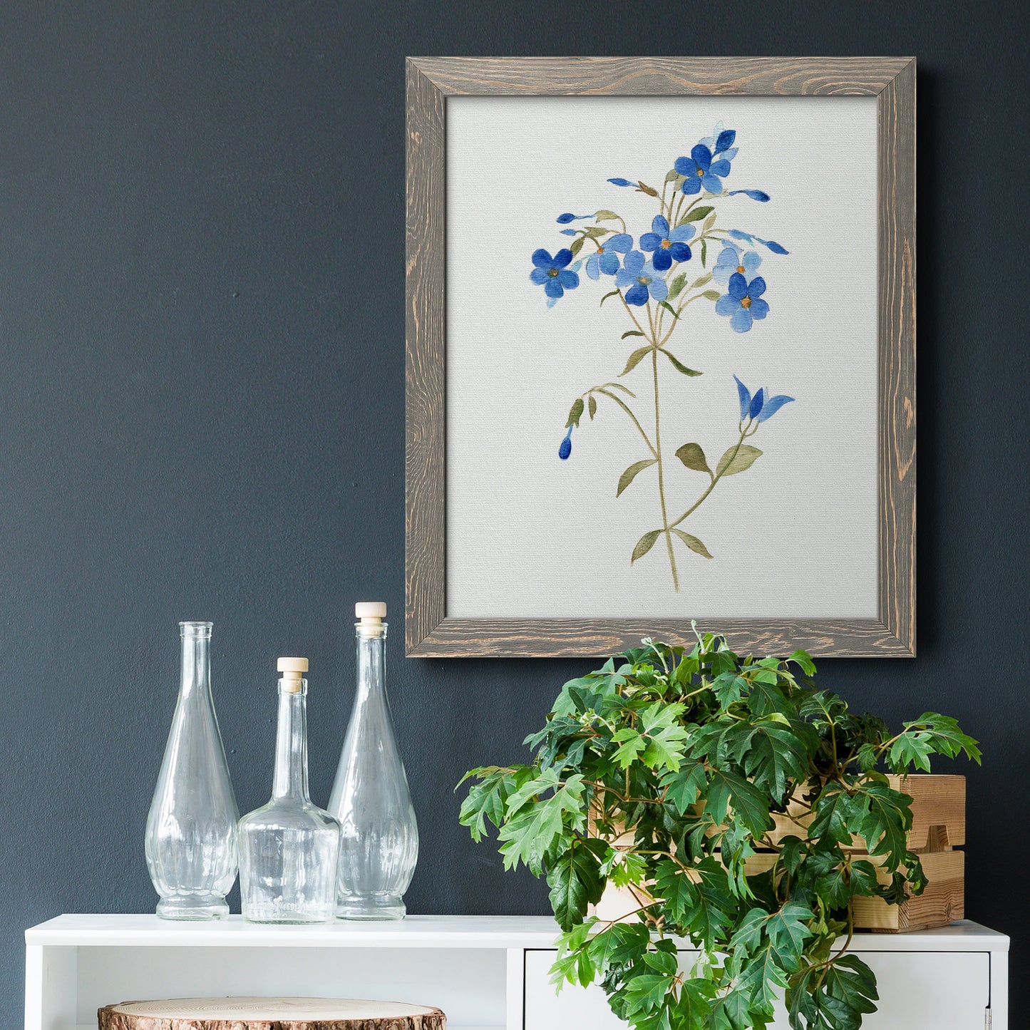 Blue Blossom Botanical II - Premium Canvas Framed in Barnwood - Ready to Hang