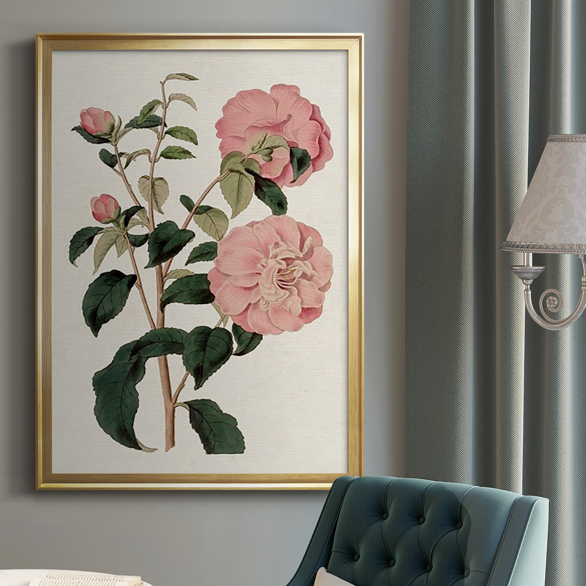 Pink Floral Mix IV - Modern Framed Canvas Print