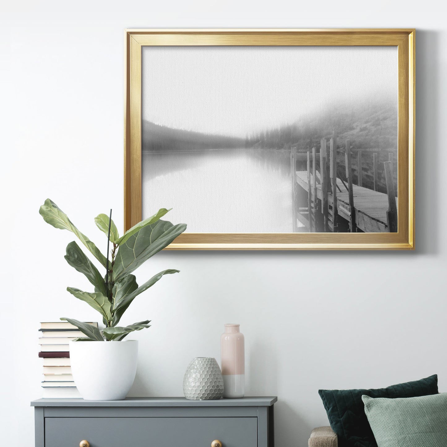 Mist on the Docks Premium Classic Framed Canvas - Ready to Hang